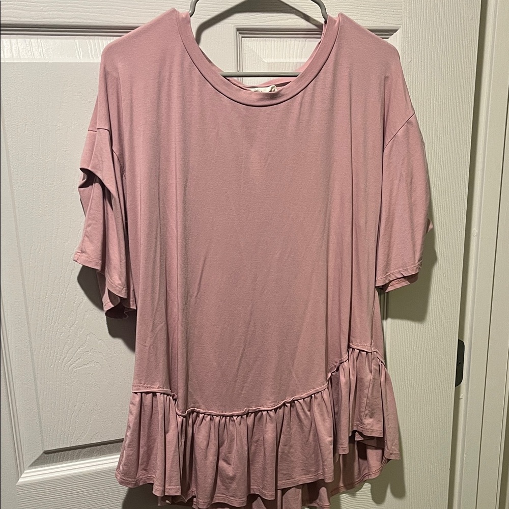 Women's Pink Ruffle Hem Top